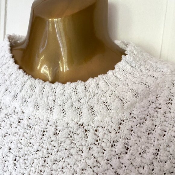 NWOT Chunky 3-Colour Sweater | White Taupe Grey Bouclé Knit Pullover - Picture 5 of 11